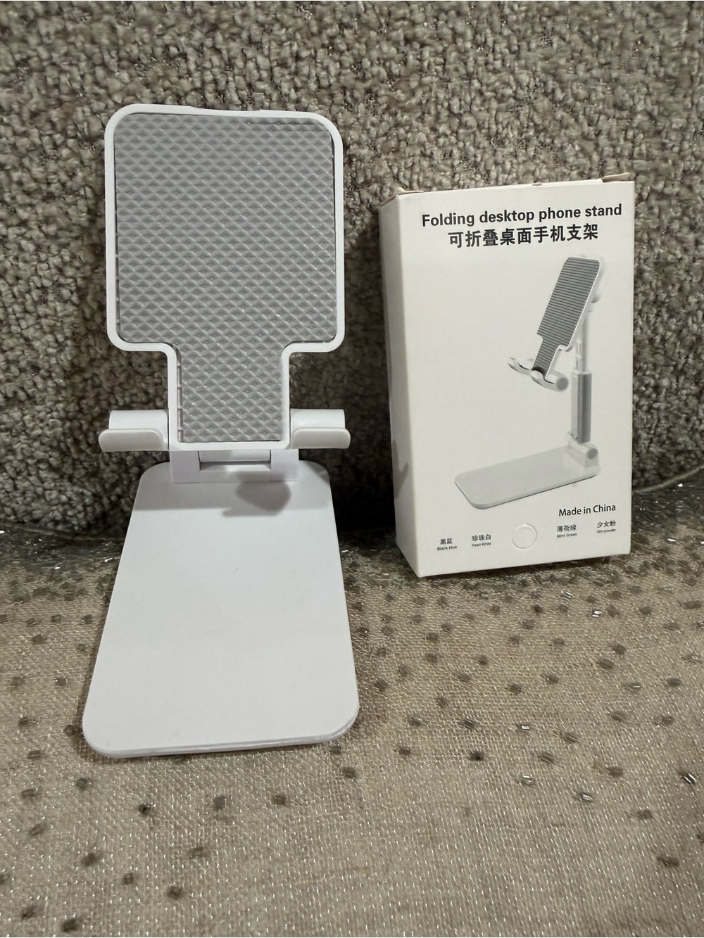 White Folding Desktop Phone  Stand